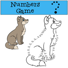 Educational game: Numbers game with contour. Little cute baby wo
