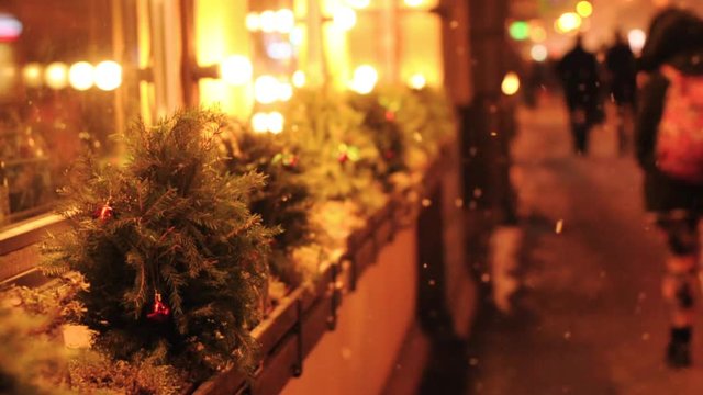 Christmas light on the street of Saint Petersburg, selective focused video