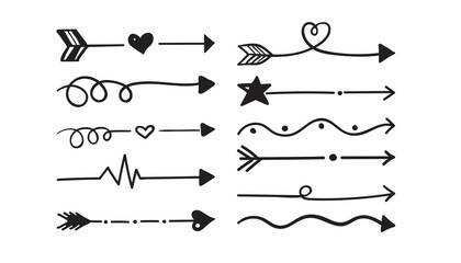 Vector set of arrows. Hand drawn. The idea for the design.