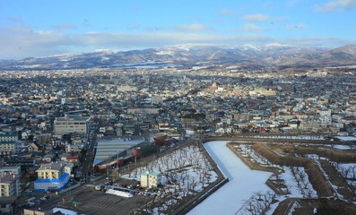 Fototapeta premium Snow, garden, Mr.Fuji, Hakodate, landscape.