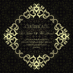 Template of certificate. Vintage frame on seamless background. Retro style