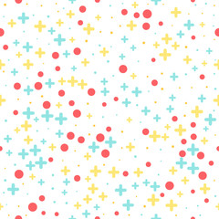 Fototapeta na wymiar Seamless medical abstract pattern with crosses and dots on white background. Vector illustration. 