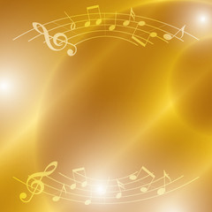 bright music vector background with notes and lights
