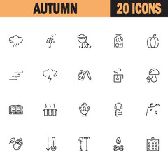 Autumn flat icon set.