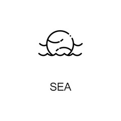 Sea flat icon or logo for web design.