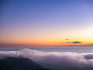 Fototapeta premium Misty morning sunrise at Phu tubberk National Park Phetchabun Province Asia Thailand,