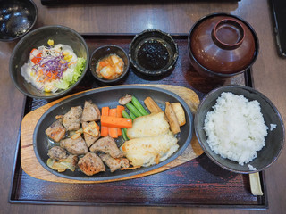 japannese food pork on hot pan