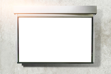 empty metal billboard with white brick wall background,Ready for product display montage.