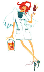 Angel nurse, Nurse with  sweetie on a white background  