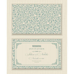 Wedding Invitation cards in an vintage-style green.