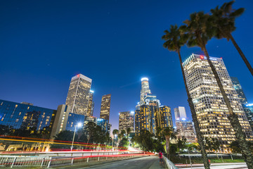 scenic view in freeway in downtown Los angeles at night,California.
