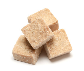 Brown sugar cube isolated on white background