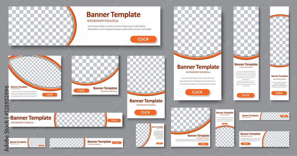 Poster templates web banners in standard sizes with space for photo