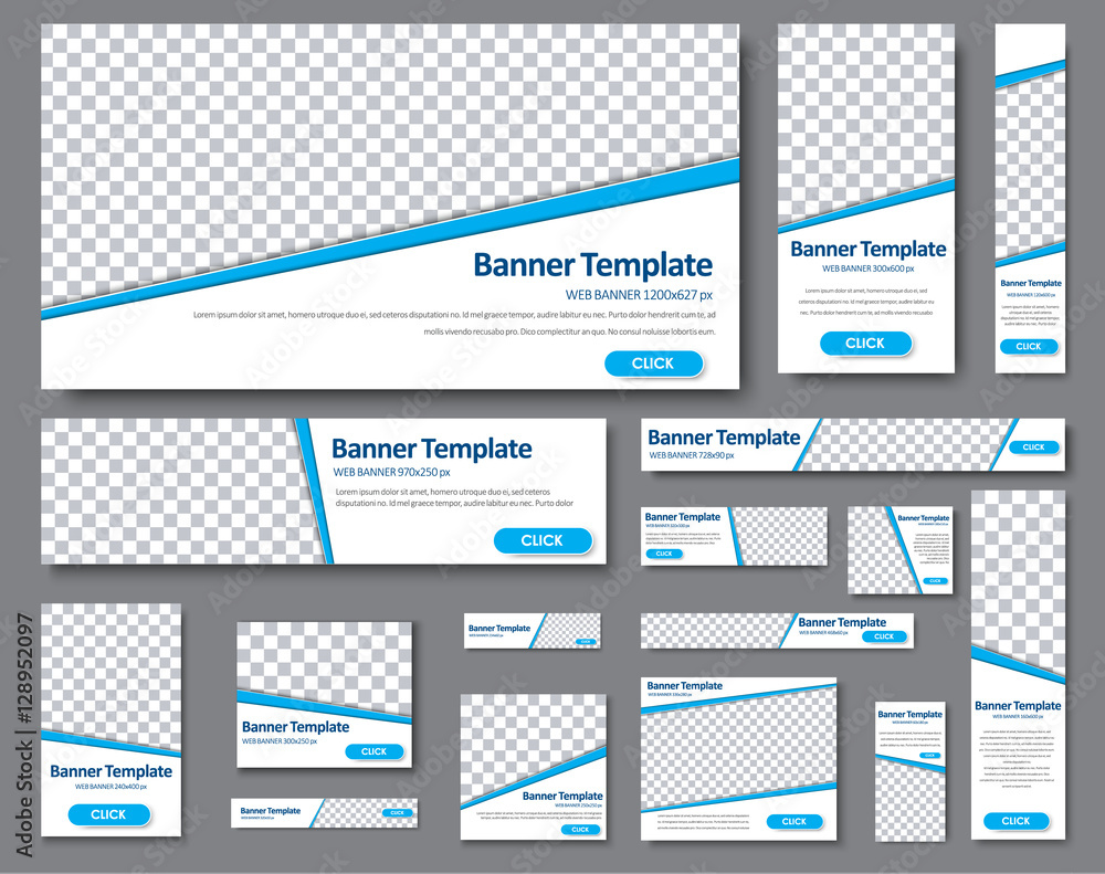 Poster templates web banners in standard sizes with space for photo