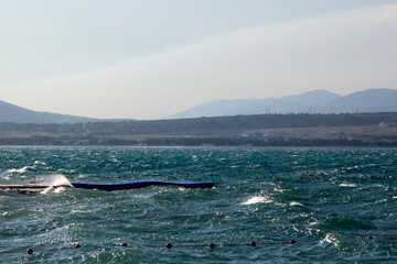 Windy weather in the Black Sea in Gelendzhik. Russia.