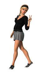 Fototapeta premium 3D Rendering Teenager Girl on White