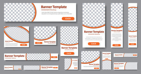 Templates web banners in standard sizes with space for photo