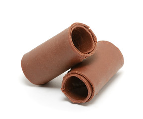 Chocolate curl isolated on white background