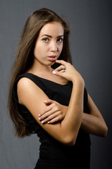 beautiful girl in black dress