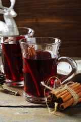 Two glaas with hot wine