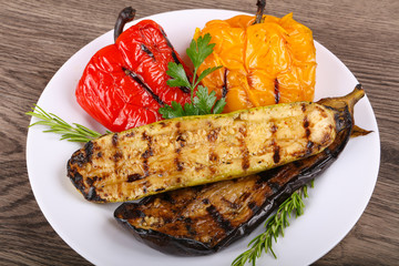 Grilled vegetables - eggplant, zucchini and pepper