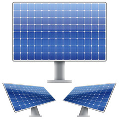 Set of Blue electric solar panel for sun light. Vector illustration