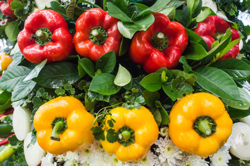 Fresh red and yellow sweet pepper.