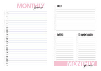 monthly planer blank template - obrazy, fototapety, plakaty