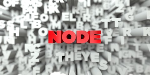 NODE -  Red text on typography background - 3D rendered royalty free stock image. This image can be used for an online website banner ad or a print postcard.