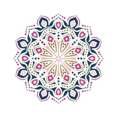 Kaleidoscope big bud. Oriental pattern illustration. Flower background