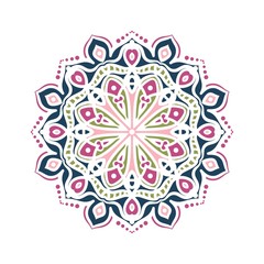 Kaleidoscope big bud. Oriental pattern illustration. Flower background