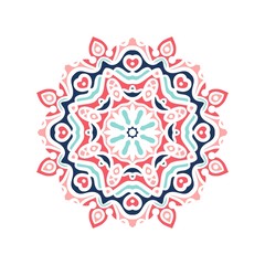 Kaleidoscope big bud. Oriental pattern illustration. Flower background
