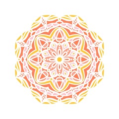 Kaleidoscope big bud. Oriental pattern illustration. Flower background