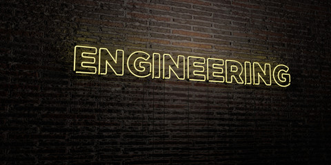 ENGINEERING -Realistic Neon Sign on Brick Wall background - 3D rendered royalty free stock image. Can be used for online banner ads and direct mailers..