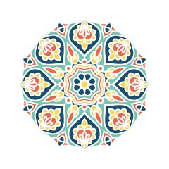 Kaleidoscope big bud. Oriental pattern illustration. Flower background