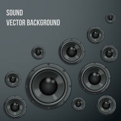 Background of Sound speakers Dynamics. Theme of music. Vector Illustration.