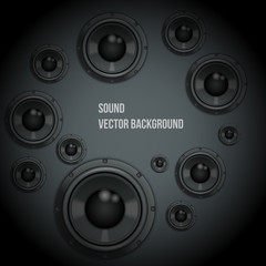 Background of Sound speakers Dynamics. Theme of music. Vector Illustration. - obrazy, fototapety, plakaty