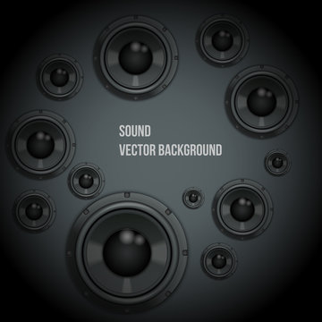 Background of Sound speakers Dynamics. Theme of music. Vector Illustration.