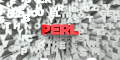PERL -  Red text on typography background - 3D rendered royalty free stock image. This image can be used for an online website banner ad or a print postcard.
