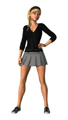 3D Rendering Teenager Girl on White