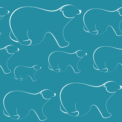 White bears on the blue background