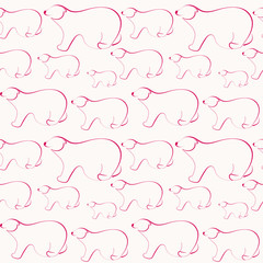 Pink bears on the white background