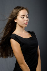 Fototapeta premium beautiful girl in black dress