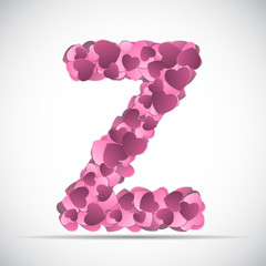 Valentine s Day Alphabet of Hearts Vector Illustration