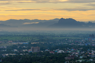 Fototapeta na wymiar Mandalay city in a beautiful morning sunrise, Mandalay, Myanmar
