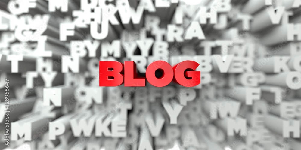 Fototapete blog - red text on typography background - 3d rendered royalty free stock image. this image can be u