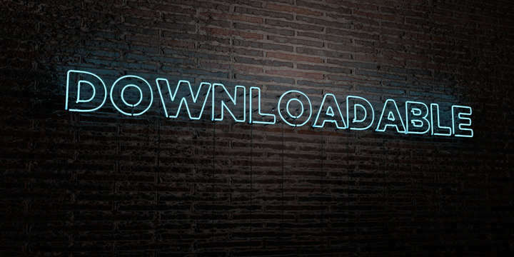 DOWNLOADABLE -Realistic Neon Sign on Brick Wall background - 3D rendered royalty free stock image. Can be used for online banner ads and direct mailers..