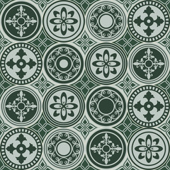 Seamless vintage ornate circles vector pattern.