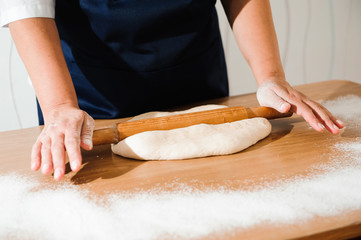 Chef preparing dough - cooking process