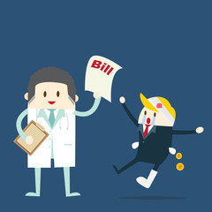 patient who no money, Problem, Collecting Money From Patients, Concept vector Illustration.